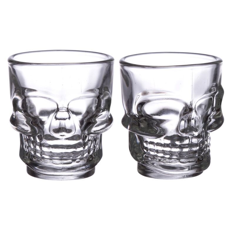 2-er Set Skulls &amp; Roses Totenkopf Schnapsgläser (60ml)
