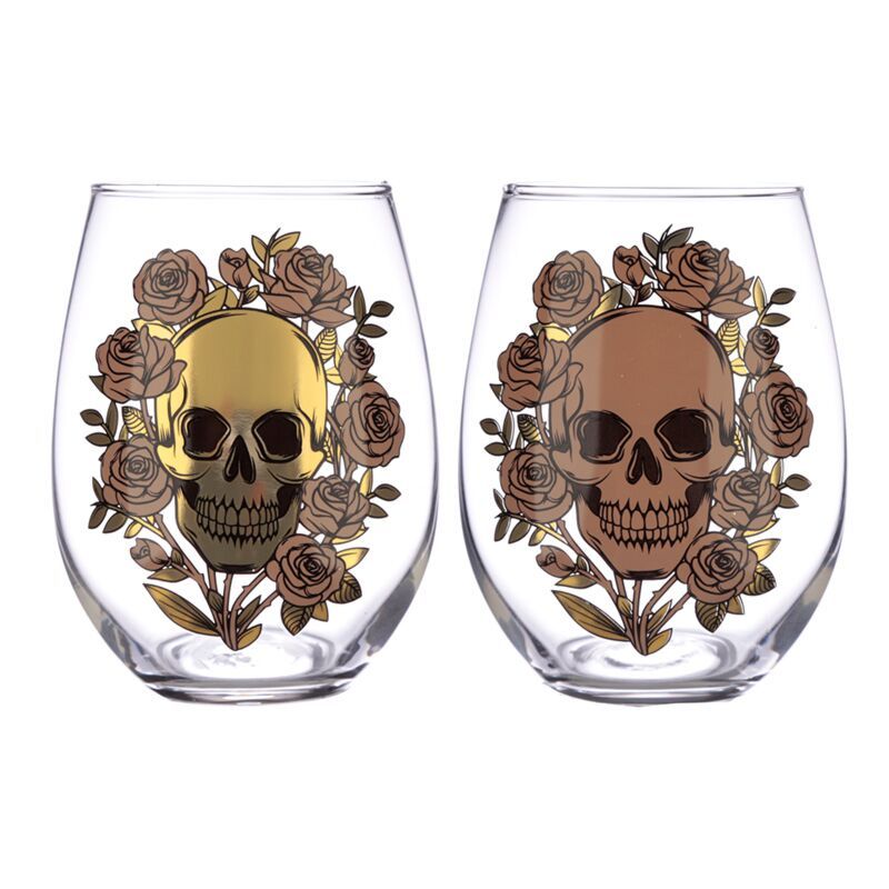 Skulls &amp; Roses Trinkgläser 2-er Set