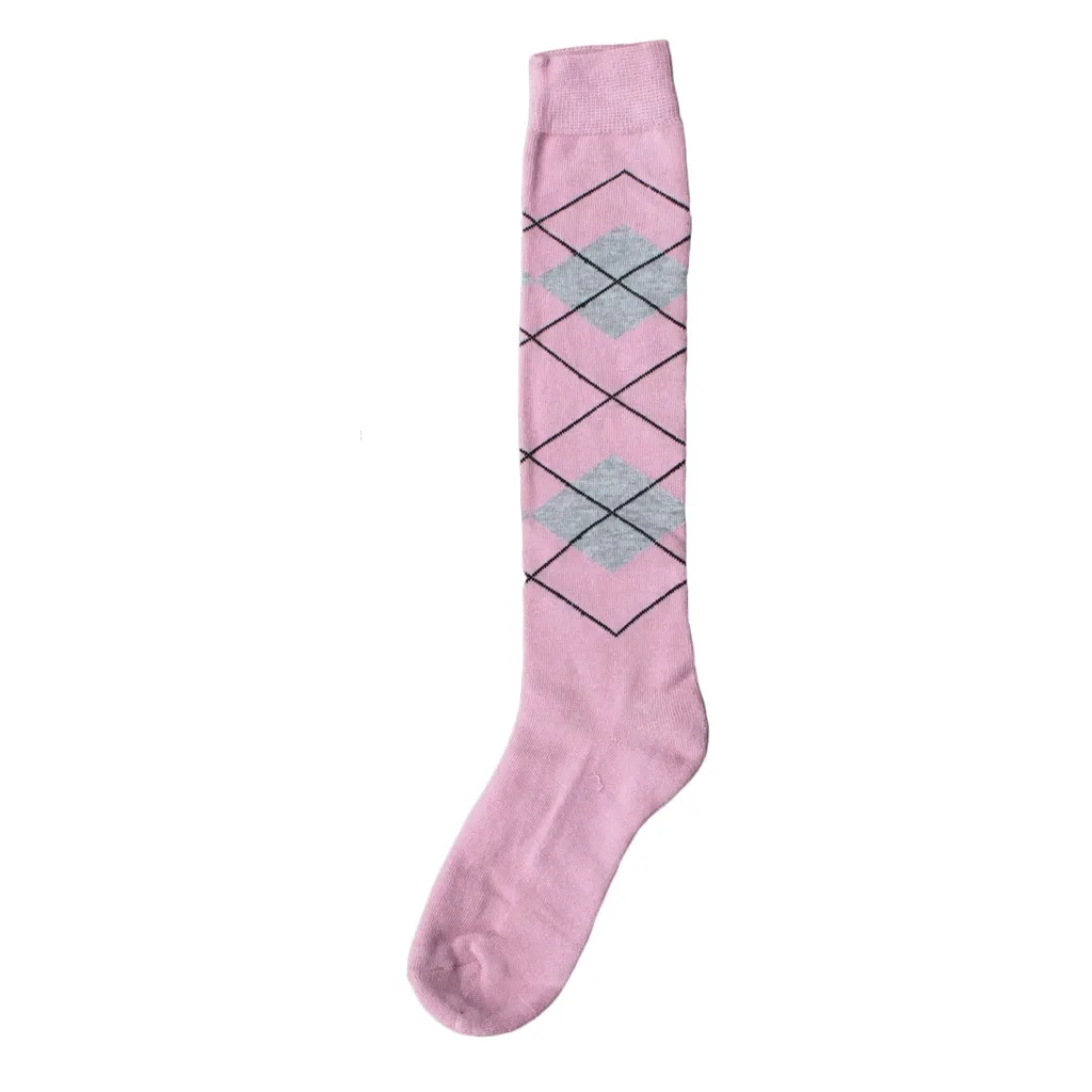 Reiter-Kniestrümpfe RE kariert rosa/grau 43-46