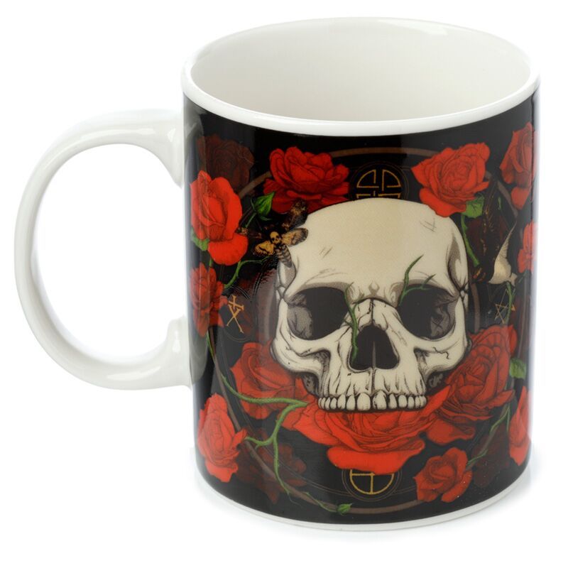 Skulls &amp; Roses Totenkopf Tasse aus Porzellan