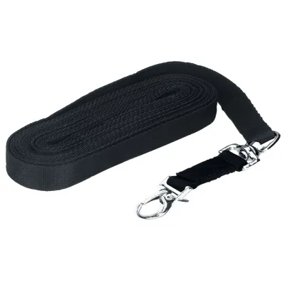 Pferde-Longierleine Lux schwarz mit Karabiner