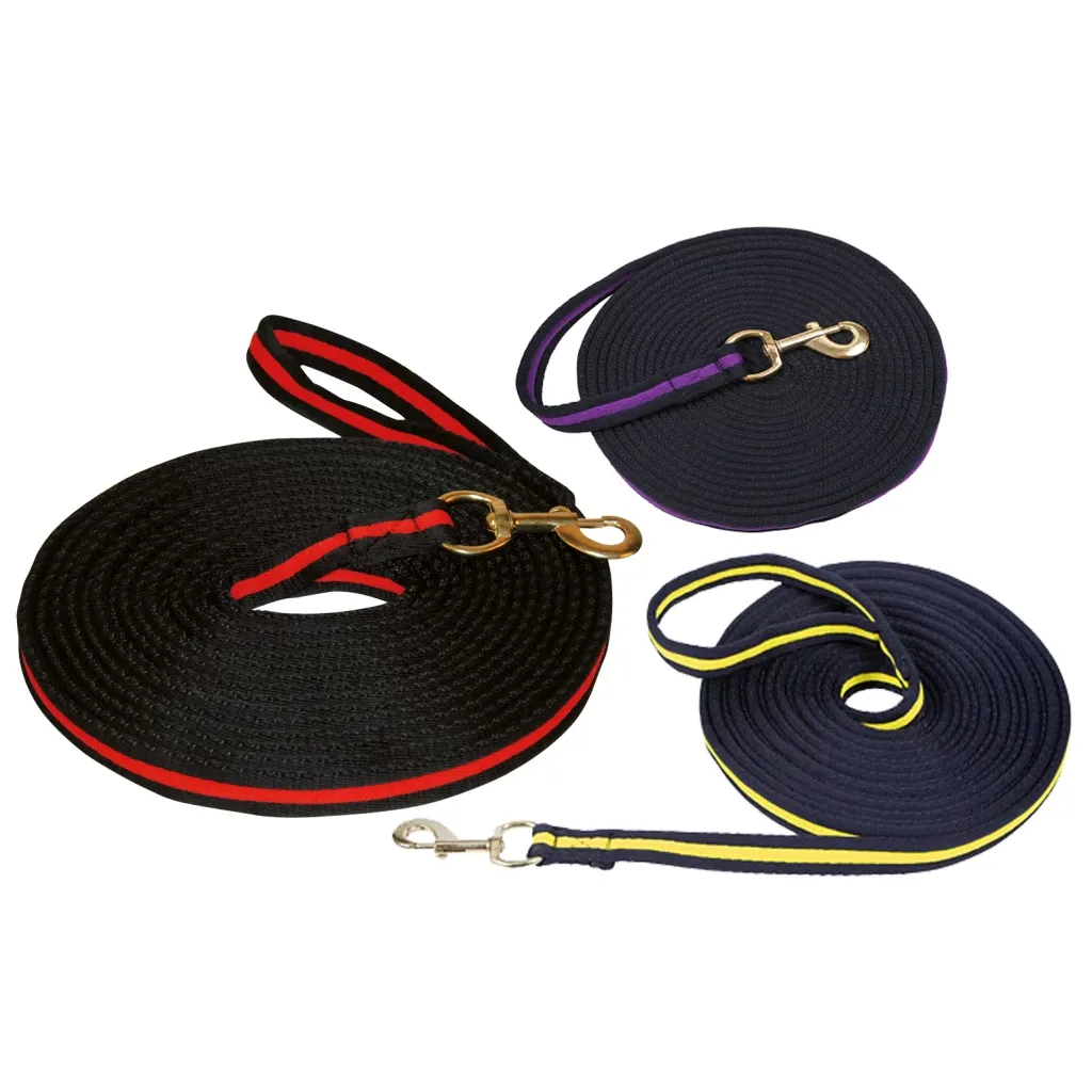 Pferde-Longierleine soft lux schwarz mit Karabiner 8 m