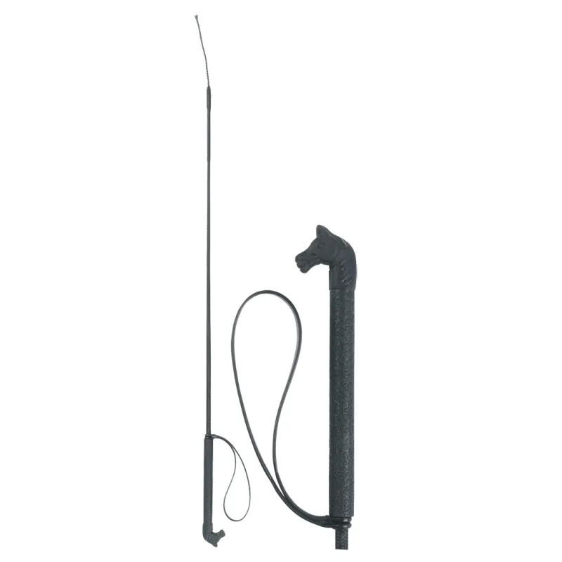 Reitgerte mit Griff in Pferdekopfform 90cm schwarz