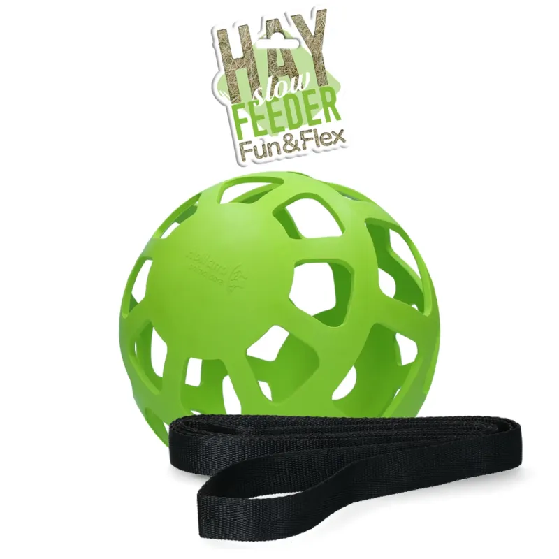 Heuraufe Slowfeeder Fun &amp; Flex Ø 22 cm – Heunetz für Pferde &amp; Weidetiere – Slowfeeder –Bis zu 1 kg Heu