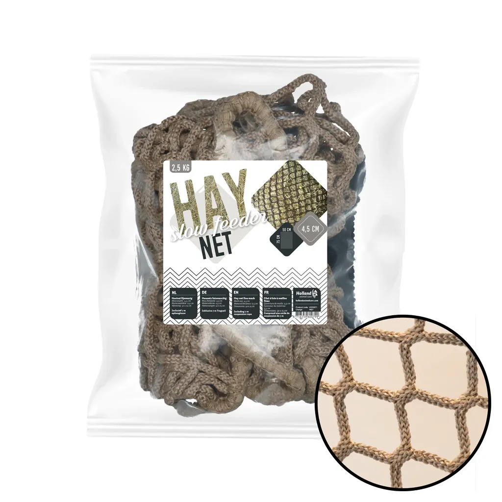 Heunetz Slowfeeder 50x75 cm für Pferde - Bis zu 2,5 kg Heu
