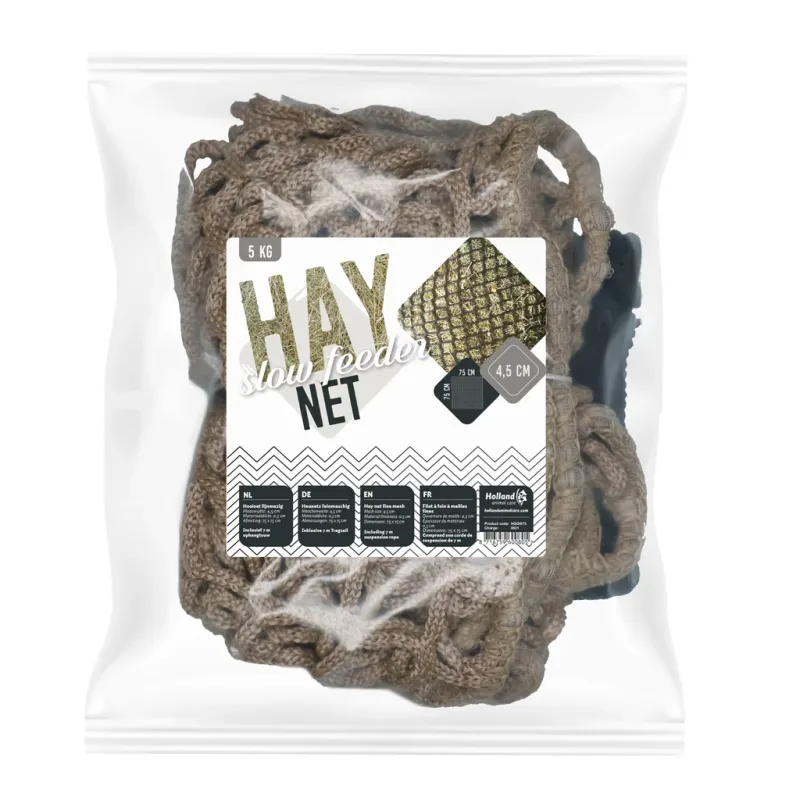 Heunetz Slowfeeder 75x75 cm für Pferde - Bis zu 5 kg Heu
