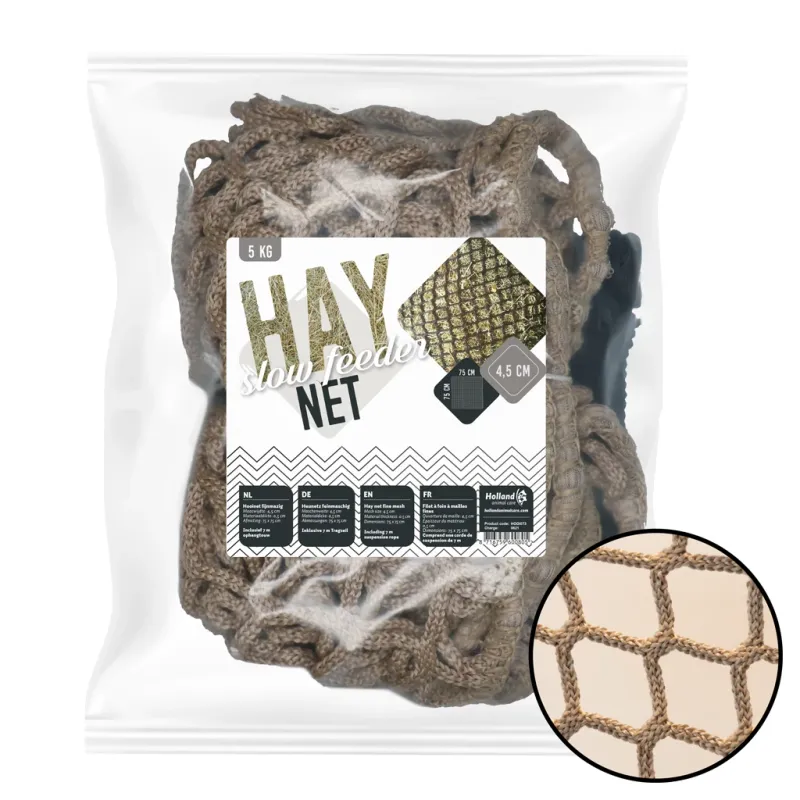 Heunetz Slowfeeder 75x75 cm für Pferde - Bis zu 5 kg Heu