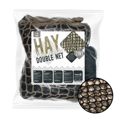 Doppel-Heunetz Slowfeeder 75x75 cm für Pony - Bis zu 5 kg Heu