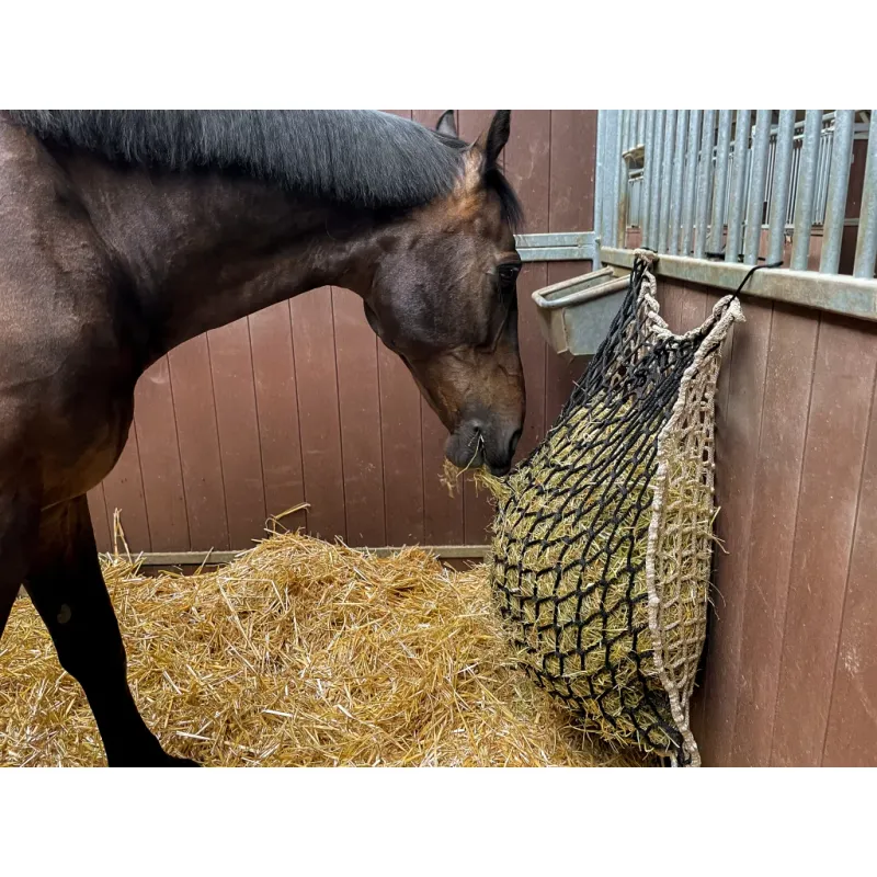 Heunetz Doppelnetz Slowfeeder 100x90 cm für Pferde - Bis zu 10 kg Heu