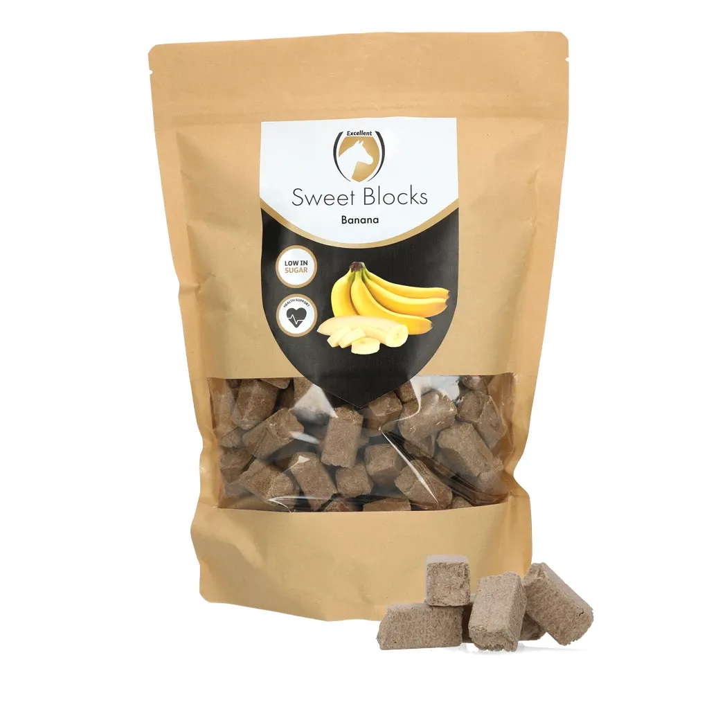 Excellent Horse Sweet Banana Blocks - Pferdeleckerli - zuckerfrei - Bananengeschmack - 1 kg