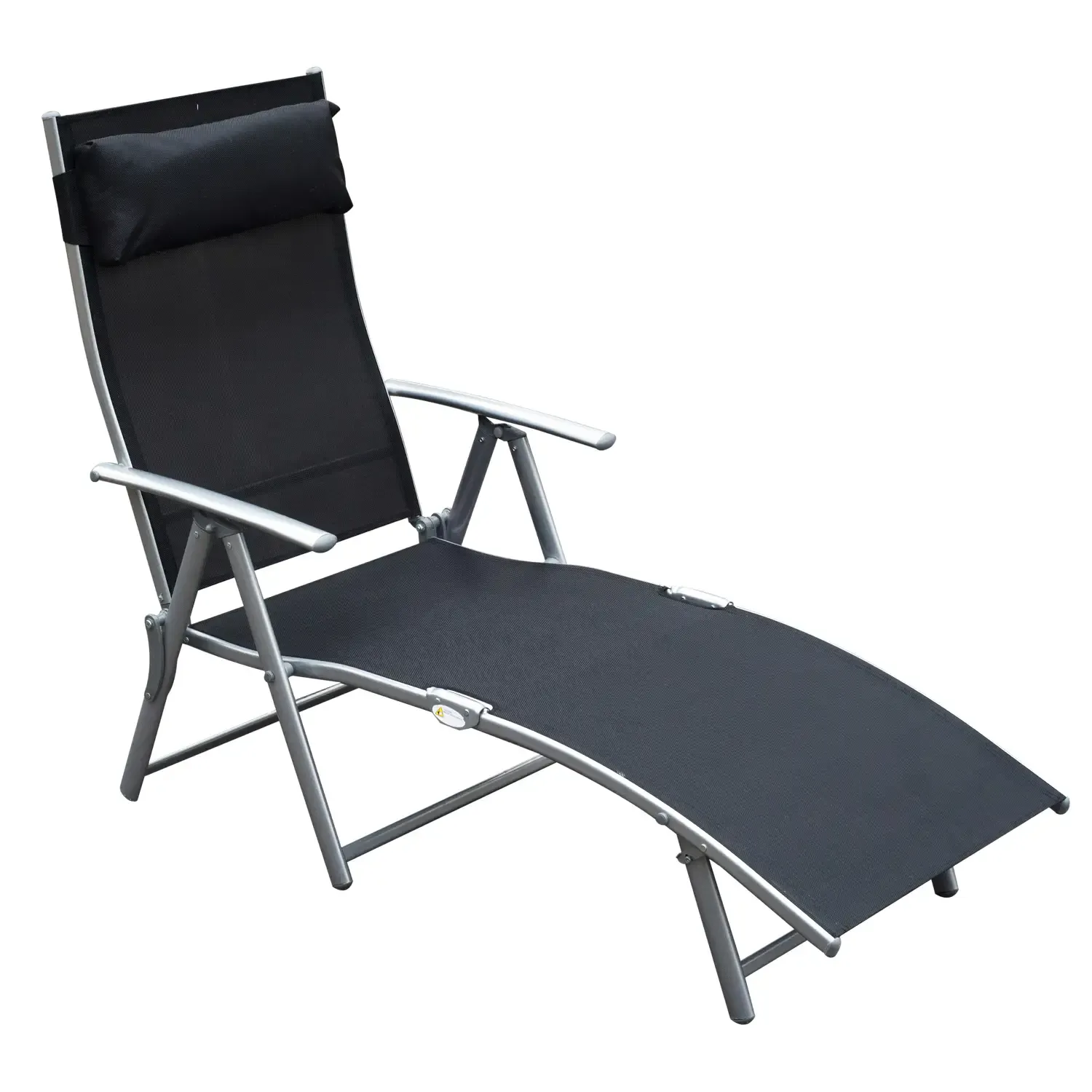 Sonnenliege klappbar Strandliege mit Kissen Liegestuhl mit 7-Fach verstellbare Rückenlehne Schwarz