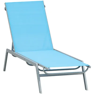 Sonnenliege-Design Liegestuhl - Mehrfach verstellbare Rückenlehne Himmelblau