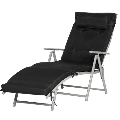 Sonnenliege klappbar Strandliege mit Kissen Liegestuhl mit 7-Fach verstellbare Rückenlehne Gartenliege Relaxliege