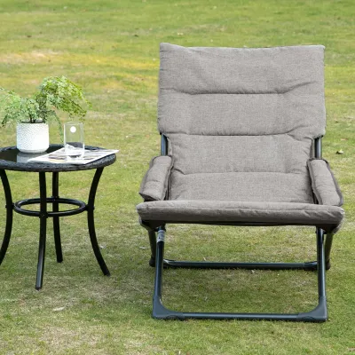 Klappstuhl mit Auflage abnehmbar Gartenstuhl Campingstuhl Grau