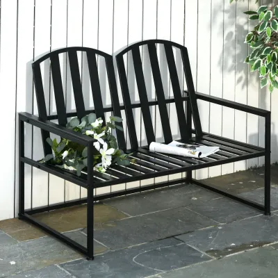 Metall-Gartenbank für 2 Personen 108L x 63B x 80H cm schwarz