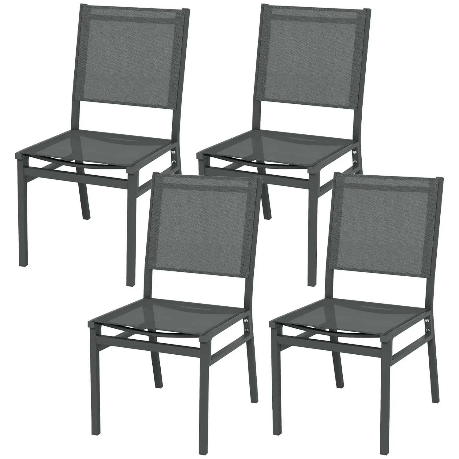 4er-Set Gartenstühle aus Aluminium mit Textilene-Gewebe für den Aussenbereich