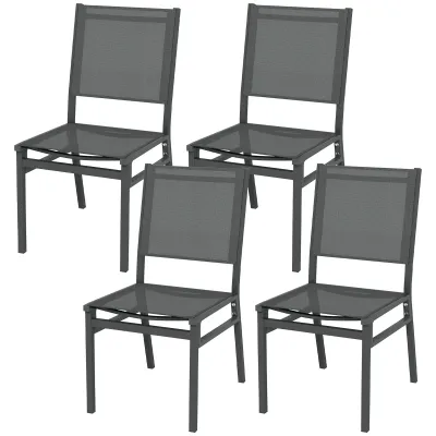 4er-Set Gartenstühle aus Aluminium mit Textilene-Gewebe für den Aussenbereich