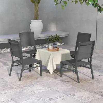 4er-Set Gartenstühle aus Aluminium mit Textilene-Gewebe für den Aussenbereich
