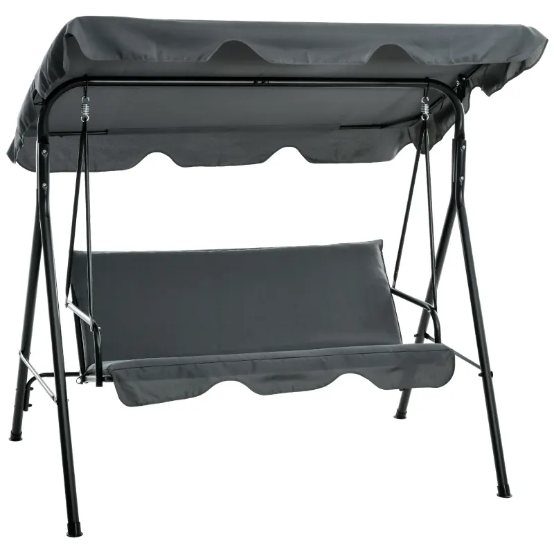 Hollywoodschaukel Gartenschaukel 3-Sitzer, wetterbeständig, verstellbares Dach, 172 x 110 x 153, grau