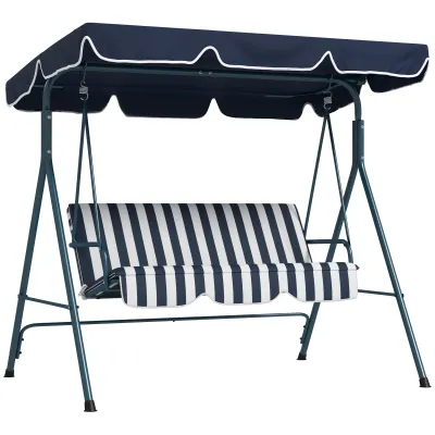 Hollywoodschaukel Gartenschaukel 3-Sitzer, wetterbeständig, verstellbares Dach, 172 x 110 x 153, Blau