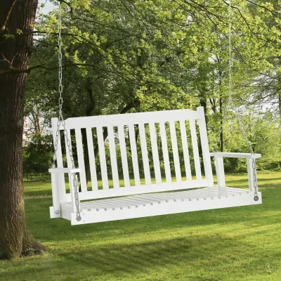 Gartenschaukel, Hängebank für 2 Personen Massivholz weiss