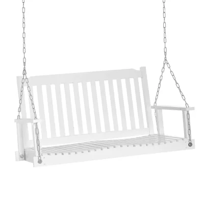 Gartenschaukel, Hängebank für 2 Personen Massivholz weiss
