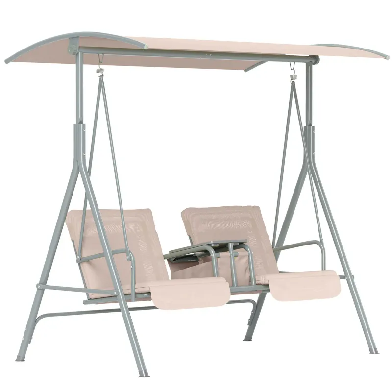 Hollywoodschaukel, Gartenschaukel, 2-Sitzer-Schaukel mit Sonnendach, 175 x 112 x 165 cm, Beige