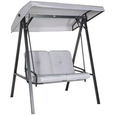 Hollywoodschaukel, 2-Sitzer Gartenschaukel, 145 x 116 x 172 cm, Grau