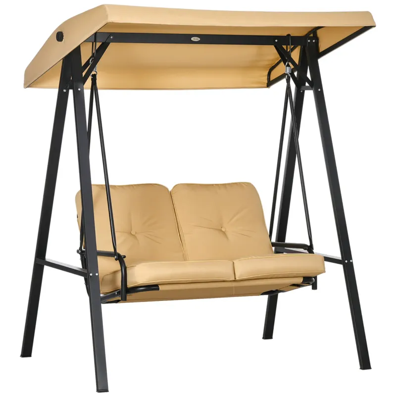 Hollywoodschaukel, 2-Sitzer Gartenschaukel, 145 x 116 x 172 cm, Beige