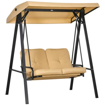 Hollywoodschaukel, 2-Sitzer Gartenschaukel, 145 x 116 x 172 cm, Beige