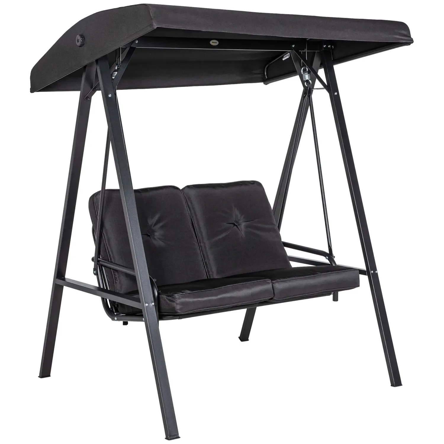 Hollywoodschaukel, 2-Sitzer Gartenschaukel, 145 x 116 x 172 cm, Schwarz