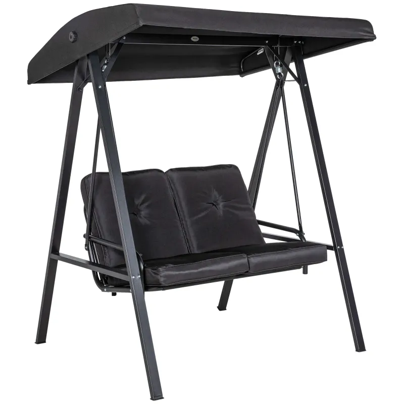 Hollywoodschaukel, 2-Sitzer Gartenschaukel, 145 x 116 x 172 cm, Schwarz