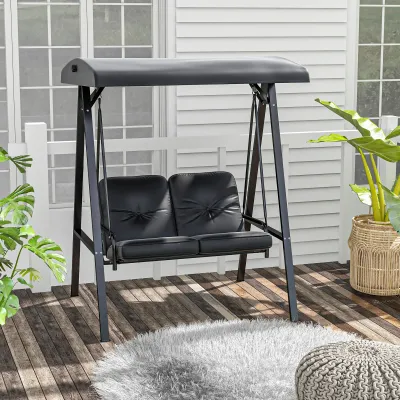 Hollywoodschaukel 2-Sitzer, verstellbares Dach, 145 x 116 x 172 cm, Schwarz