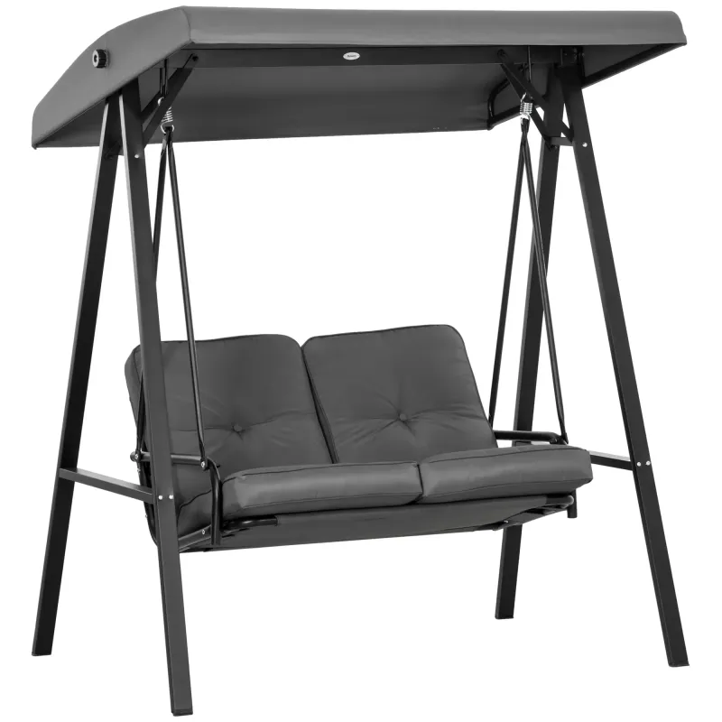 Hollywoodschaukel, 2-Sitzer Gartenschaukel, 145 x 116 x 172 cm, Dunkelgrau