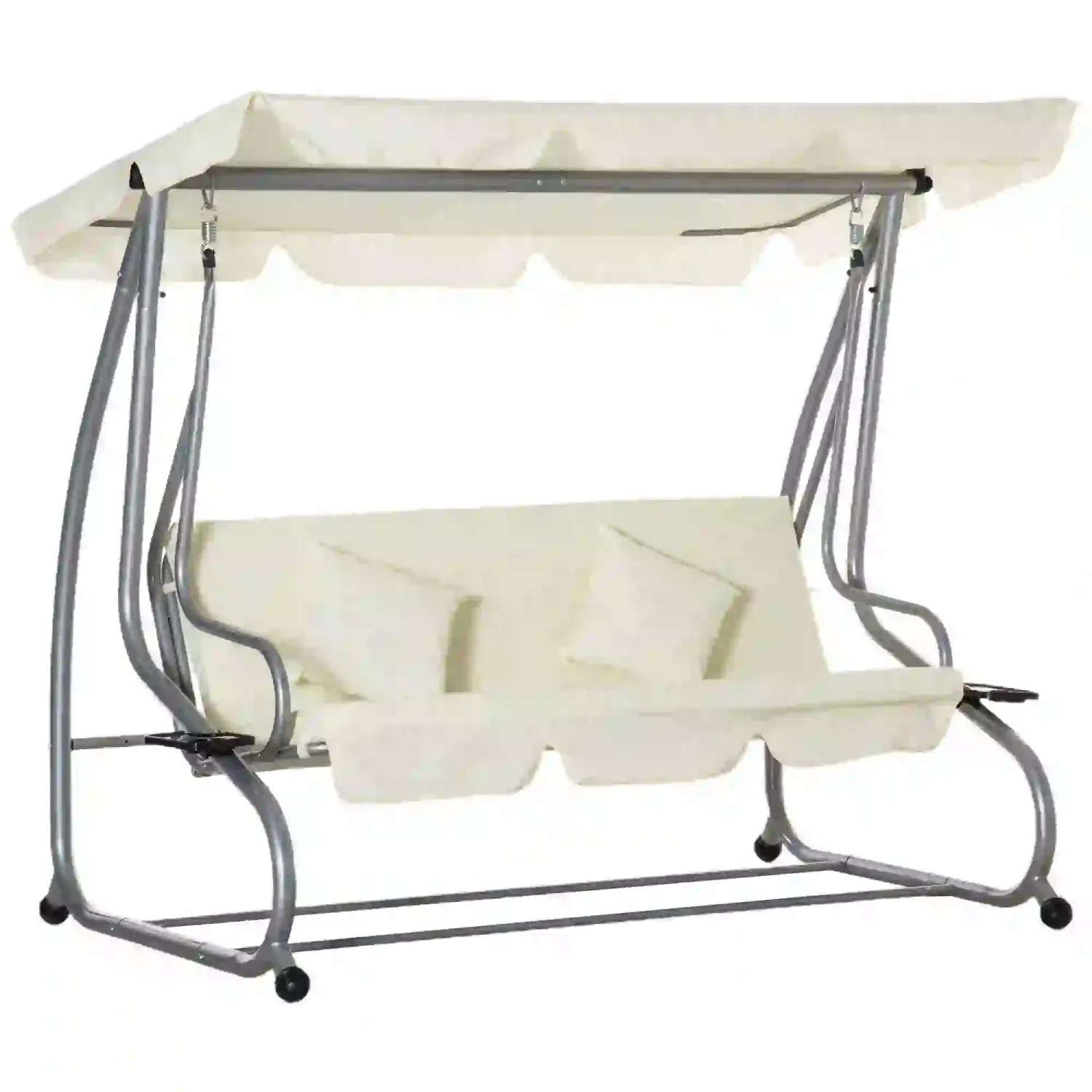 3-Sitzer Hollywoodschaukel mit Sitz- und Rückenlehnen,  Tablett, Beige