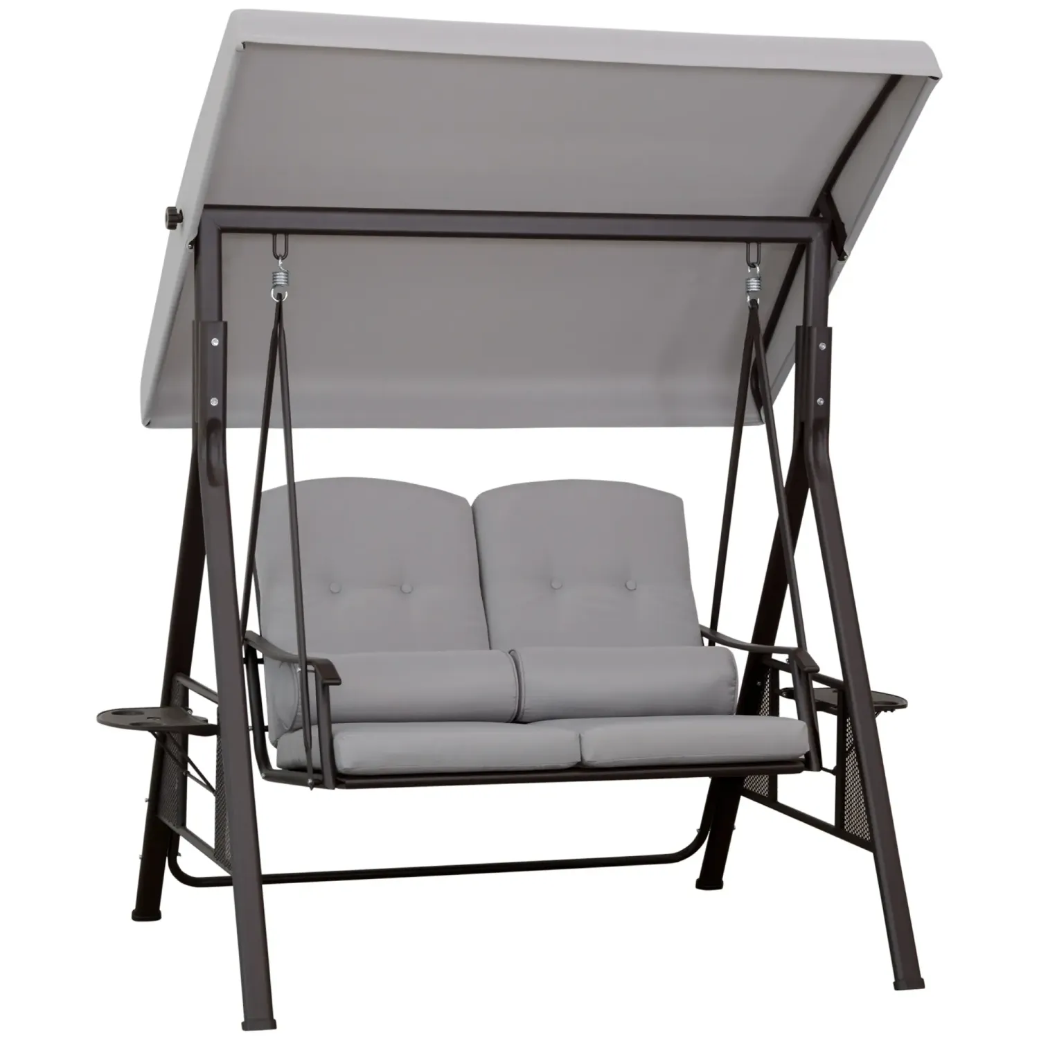 2-Sitzer Hollywoodschaukel mit Sonnendach Kissen Tablett Grau 162 x 118 x 173 cm