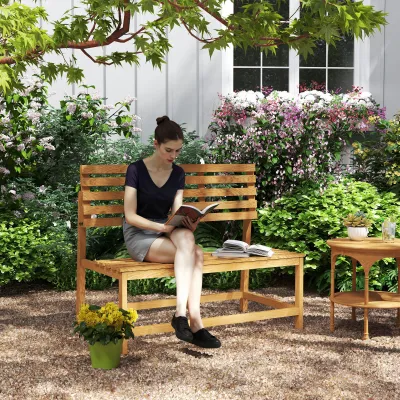 2-Sitzer Gartenbank Holz, wetterfeste Sitzbank, UV-Beständig, Teak