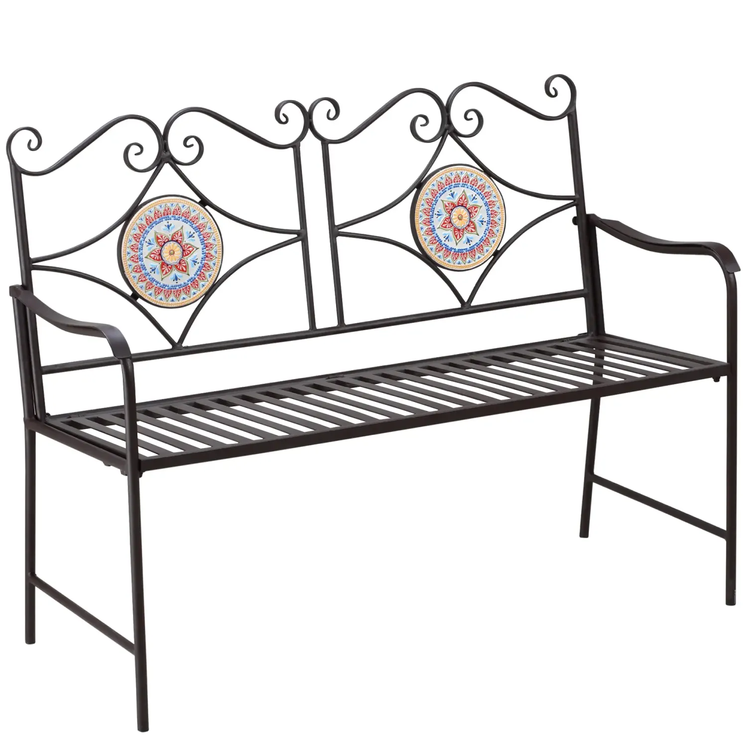 Gartenbank im Vintage-Design, mit Mosaiksteinen, 121 cm x 52 cm x 93 cm,