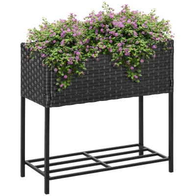 Hochbeet Blumenkasten mit Füssen Blumentopf mit Ablage Braun