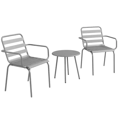 3-teiliges Bistro-Set Balkonset, klappbar, modernes Design, 51 x 58 x 78 cm, Grau
