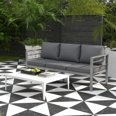 Gartensofa 3-Sitzer mit Sitz- und Rückenkissen - Outdoor-Sofa 185L x 66B x 64H cm
