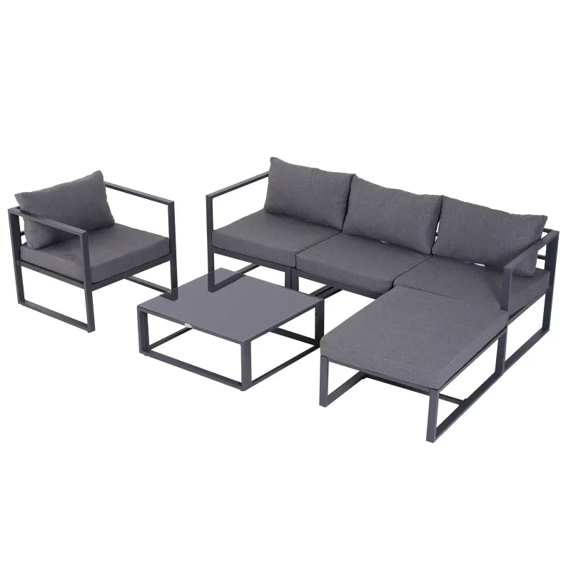 Gemütliche Gartenlounge Gartengarnitur Gartenmöbel mit Kissen grau
