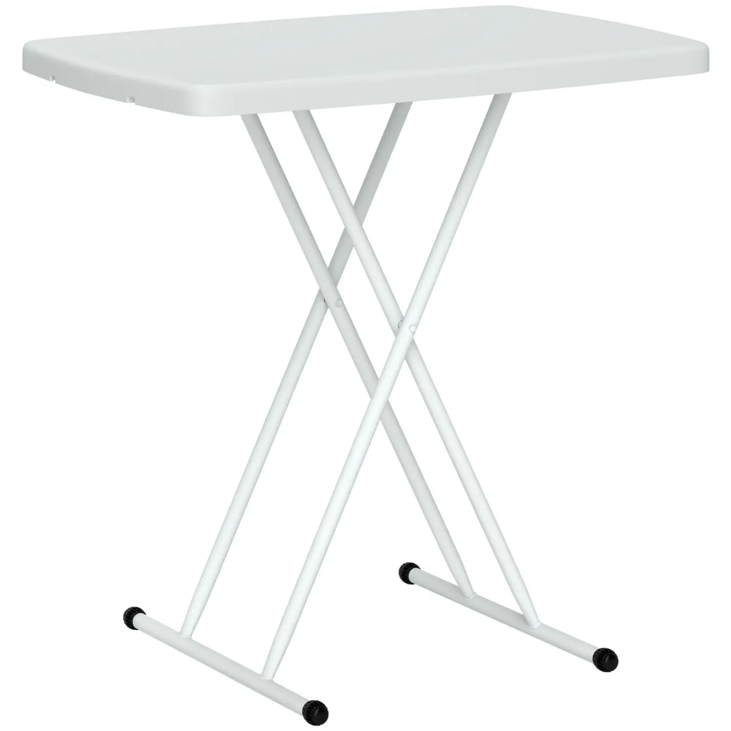 Gartentisch, Klapptisch, Campingtisch aus Kunststoff und Metall, Bistrotisch, für Terrasse, Garten, Weiss