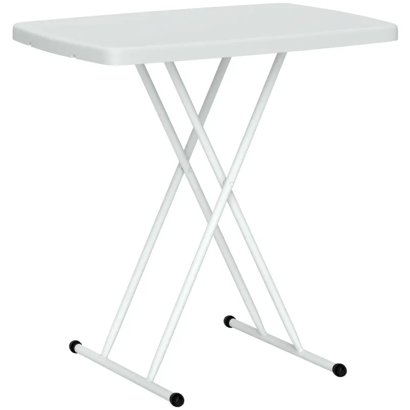 Gartentisch, Klapptisch, Campingtisch aus Kunststoff und Metall, Bistrotisch, für Terrasse, Garten, Weiss