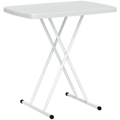 Gartentisch, Klapptisch, Campingtisch aus Kunststoff und Metall, Bistrotisch, für Terrasse, Garten, Weiss