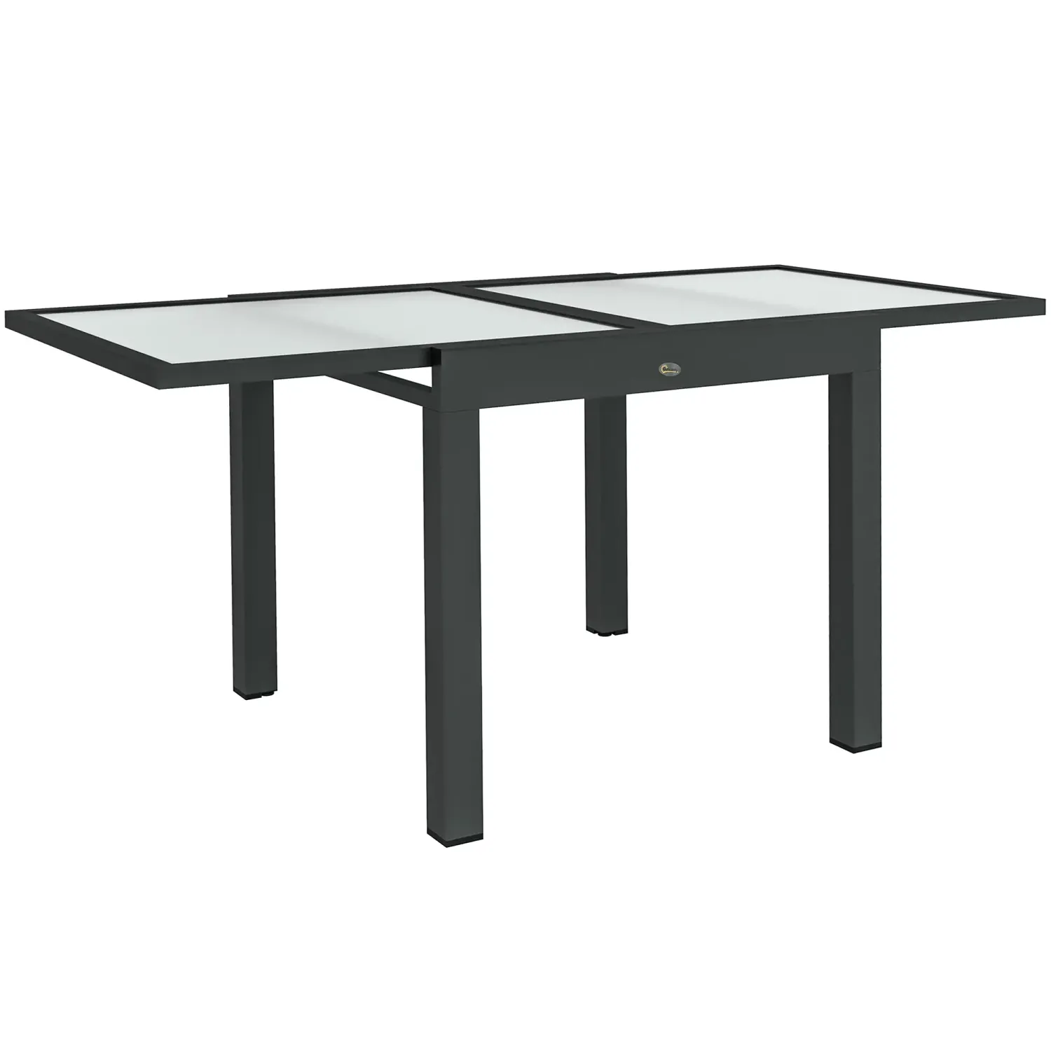 Ausziehbarer Gartentisch, gross, ausgeklappt 160L x 80L x 75H cm Alu Anthrazit