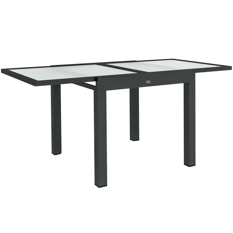 Ausziehbarer Gartentisch, gross, ausgeklappt 160L x 80L x 75H cm Alu Anthrazit