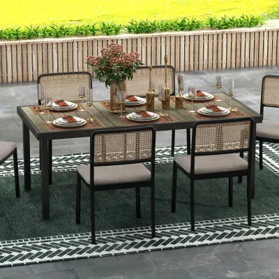 Grosser Gartentisch für 6 Personen, Outdoor-Tisch, Loungetisch, wetterbeständig, 190 x 90 x 74 cm, Naturholz