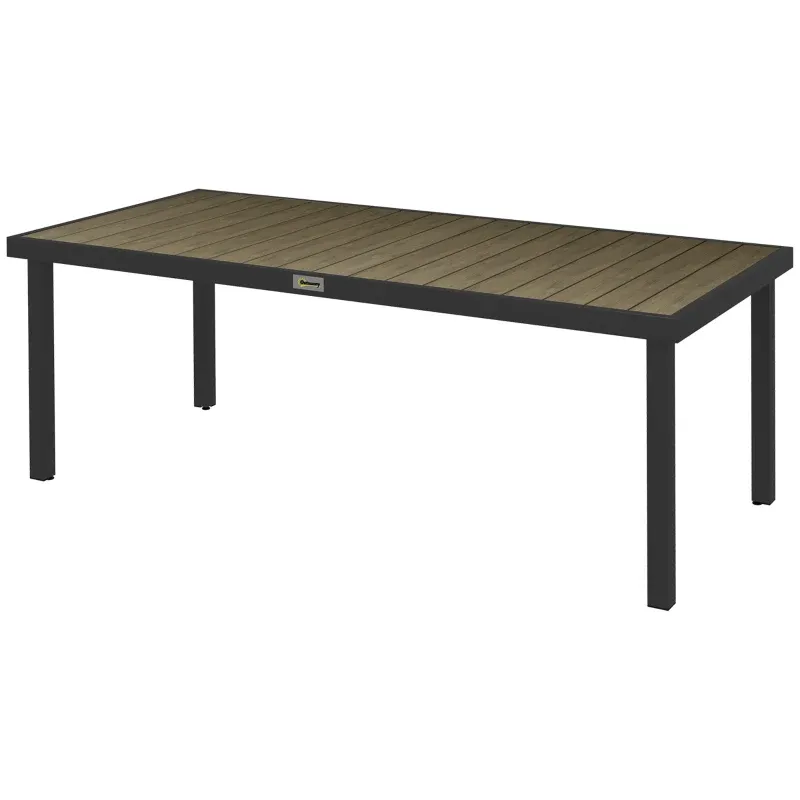 Grosser Gartentisch für 6 Personen, Outdoor-Tisch, Loungetisch, wetterbeständig, 190 x 90 x 74 cm, Naturholz