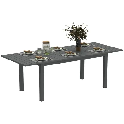 Grosser Gartentisch ür 6-8 Personen Aluminium 160/220x90 cm Grau